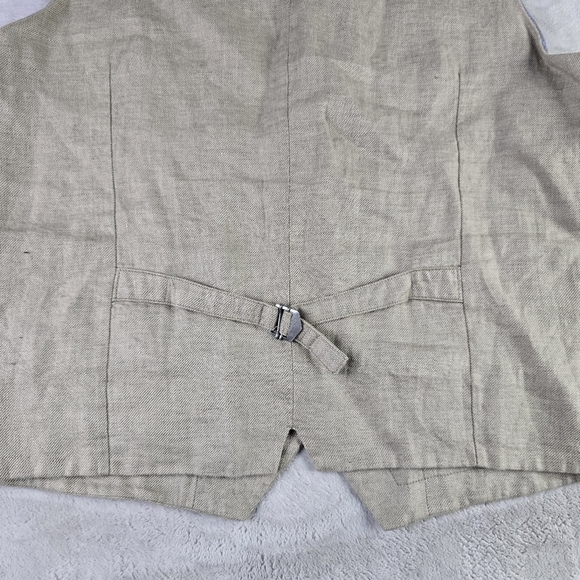 Joseph Abboud Beige Classic Linen Vest  Sz Lg - Picture 5 of 9